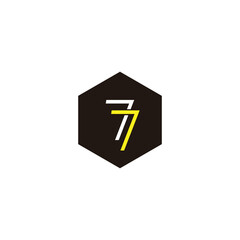 Number 77 in hexagon geometric symbol simple logo vector