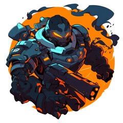 illustration art of robot armor