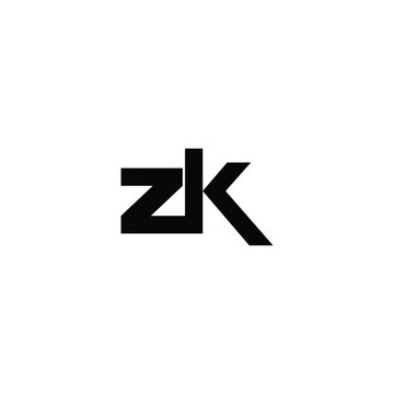 Letter zk connect geometric symbol simple logo vector