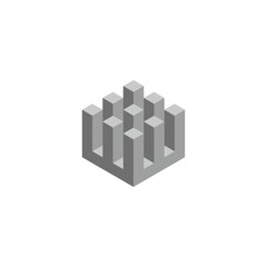 Obraz premium Buildings, 3d geometric symbol simple logo vector