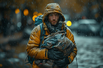 A charity campaign appealing to empathy to drive donations. Concept of altruism and emotional appeal. Generative Ai.