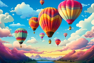 Fototapeta premium Hot air balloons - Generative AI