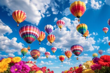 Naklejka premium Hot air balloons - Generative AI