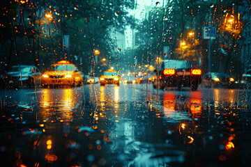 Raindrops creating intricate patterns on a car windshield. Concept of observing patterns and finding beauty in everyday moments. Generative Ai.