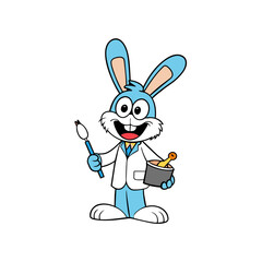 cartoon character rabbit dentist vector art illustration 