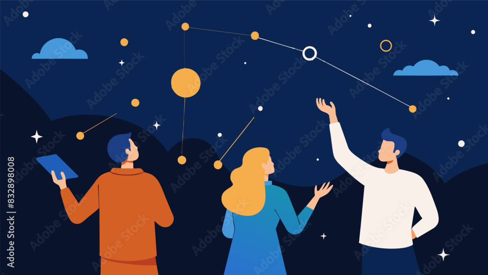 Poster gazing at the stars clients are led in the ancient art of constellation mapping identifying and visu