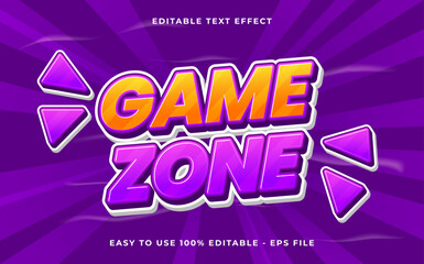 Editable text effect game zone 3d Cartoon template style premium vector