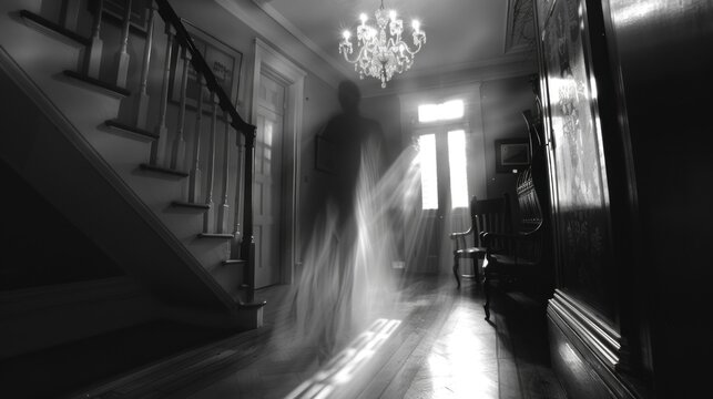 ghost or specter inside a house in the living room