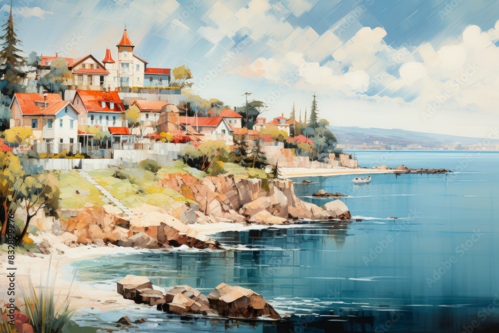 Canvas Prints Seaside towns - Generative AI