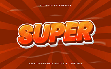 Editable text effect Super 3d Cartoon template style premium vector