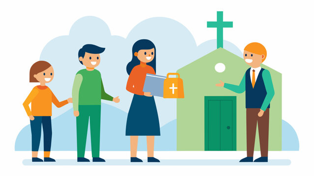 Whether youre a regular attendee or a firsttime visitor the greeters make sure everyone feels valued and accepted at the church.. Vector illustration