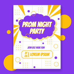 Fototapeta premium Flat design prom night party poster template with abstract shapes