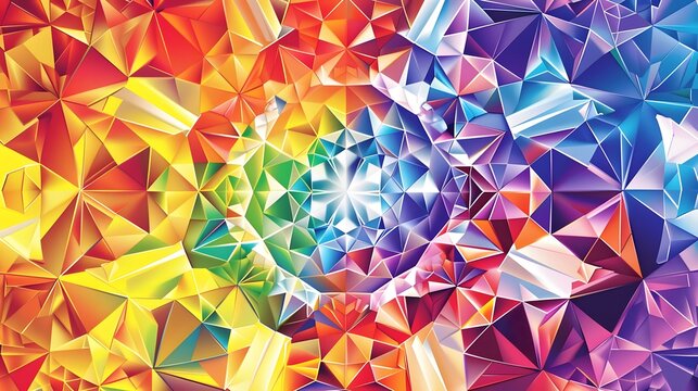 Rainbow Low Poly Vector Background. 