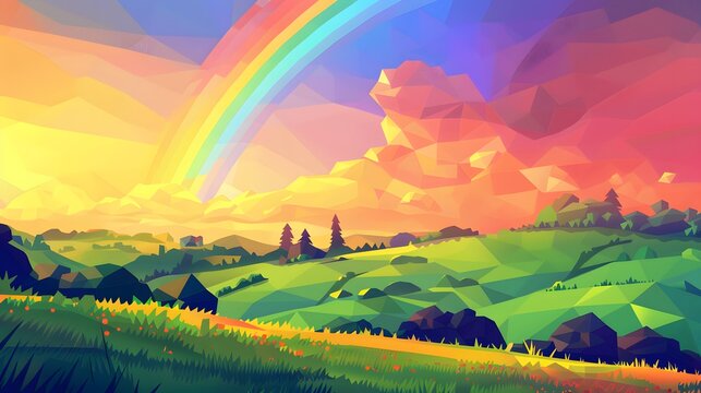 Rainbow Low Poly Vector Background. 