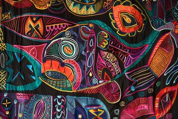 Panama Mola Tapestry 