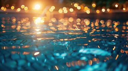 Background of twinkling lights in the pool