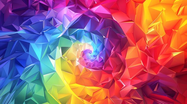 Rainbow Low Poly Vector Background. 