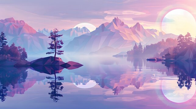 Rainbow Low Poly Vector Background. 