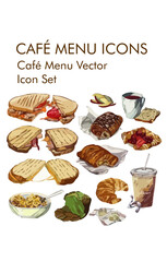 Cafe menu logo vector icon set 
