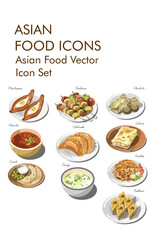 Asian food logo vector Icon set