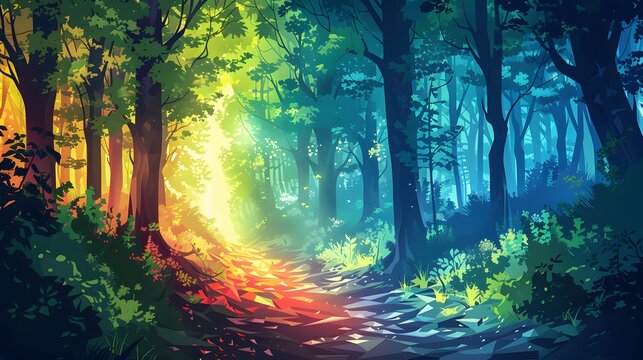 Rainbow Low Poly Vector Background. 