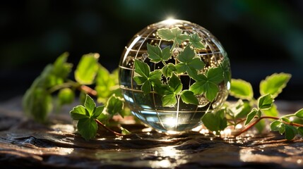 A green ball with the ESG emblem for Environment on it.