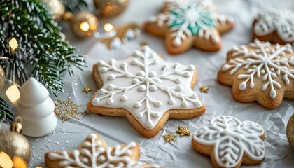Festive holiday cookies with icing designs