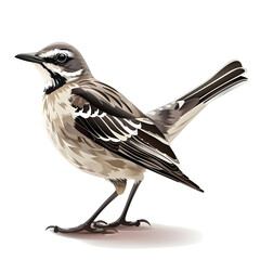 Vector illustration of a northern mockingbird on a white background. Suitable for crafting and digital design projects.[A-0003]