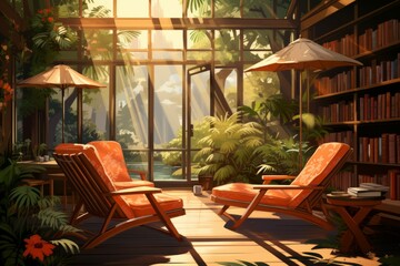 Fototapeta premium Summer reading - Generative AI