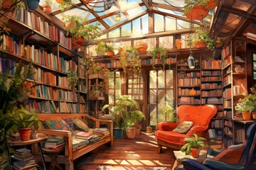 Fototapeta premium Summer reading - Generative AI