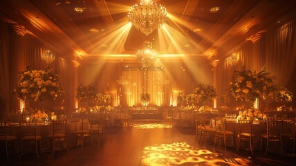 Night-time gala setting brought to life with ambient golden lighting