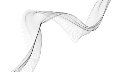 Abstract background with monochrome wave lines on white background.
