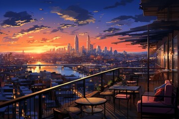 Fototapeta premium Rooftop views - Generative AI