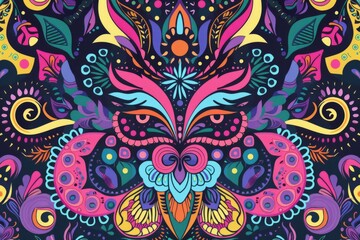 Fototapeta premium Vibrant Tribal Colorful pattern, seamless, paisley