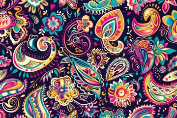 Vibrant Tribal Colorful pattern, seamless, paisley