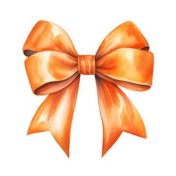 PNG transparent orange watercolor bow ribbon