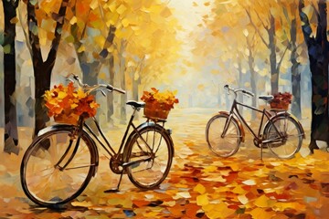 Fototapeta premium Vintage bicycles - Generative AI