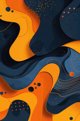 Abstract Blue and Orange Fluid Shapes