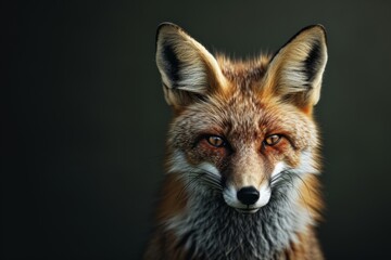 Fototapeta premium Mystic portrait of Bengal Fox in studio, copy space on right side, Anger, Menacing, Headshot, Close-up View Isolated on black background