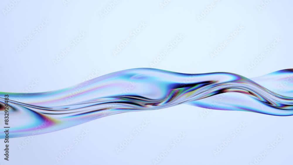 Aufkleber abstract animation, background design with iridescent wave, 4k looping video, 3d render