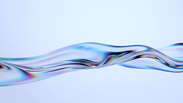 Abstract animation, background design with iridescent wave, 4k looping video, 3d render