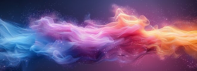 Colorful gradient fluid flow smoke in mesh colorful ink, abstract galaxy background with the colorful mesh color with glowing dots, modern background in gradients color smoke of the texture