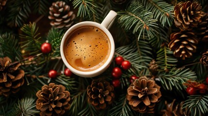 Christmas tree picture combined with coffee