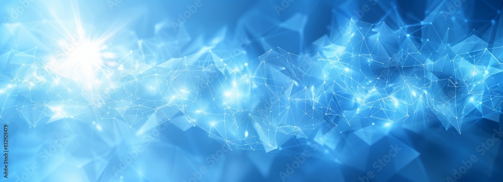 Poster glowing particle dots with colorful dots in abstract background, concept of light shining sparkling 