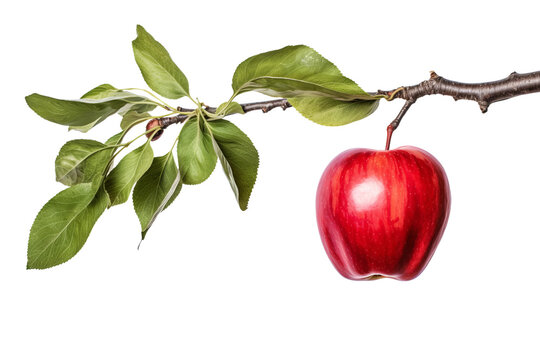 red apple with leaf