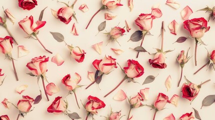 Dry rose flower pattern adorning the background