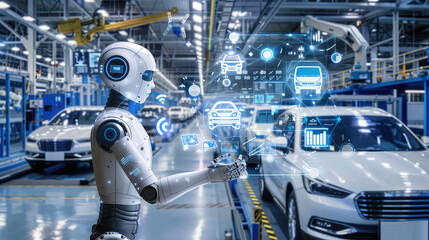 Robot operating in an advanced automotive manufacturing facility