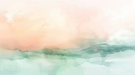 Ethereal pastel hues merge seamlessly, creating a soft and dreamy abstract watercolor landscape