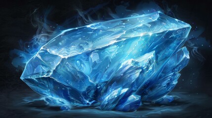 Spark your imagination with a glowing mana crystal illustration  perfect for fantasy gaming ads, radiating arcane energy and mystical glow.