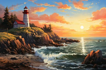 Coastal lighthouses - Generative AI